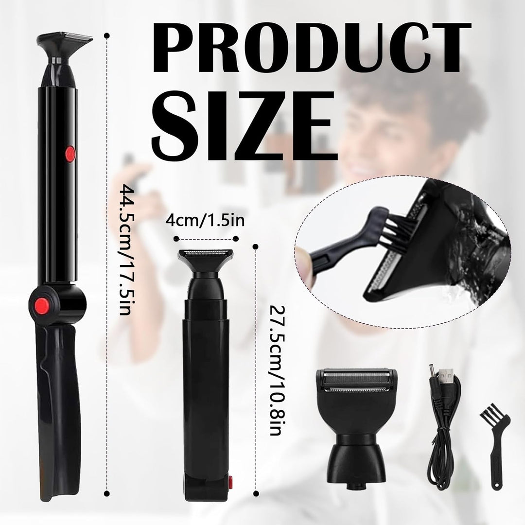 Rückenhaarrasierer, Rückenrasierer Herren mit 2 Scherkopf Faltbar Rücken Rasierer Mann Rückenhaare E