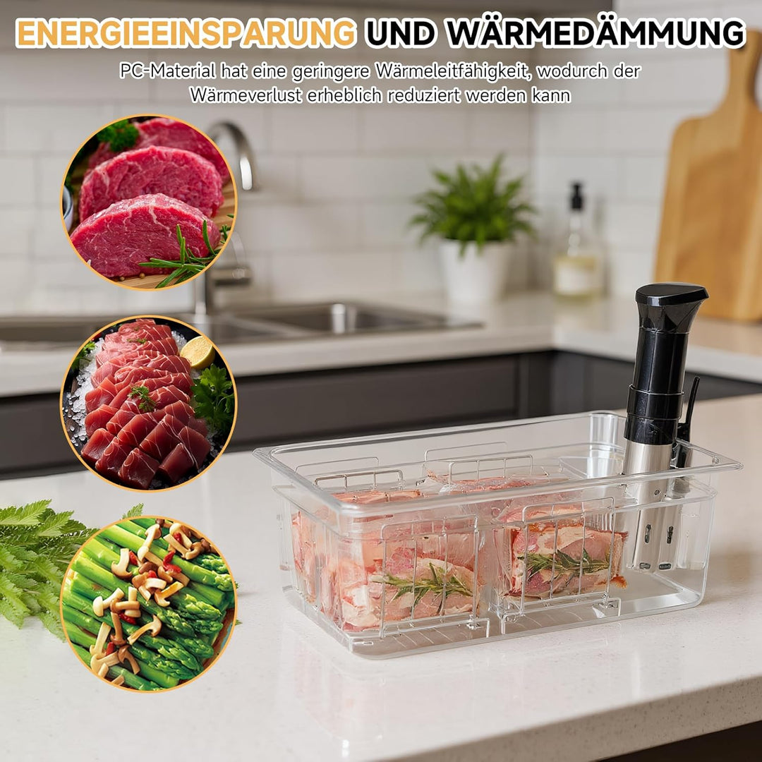 Sous Vide Garbehälter,Niedertemperatur-Slow Cooker mit Deckel, Fassungsvermögen 25 Liter mit Deckel