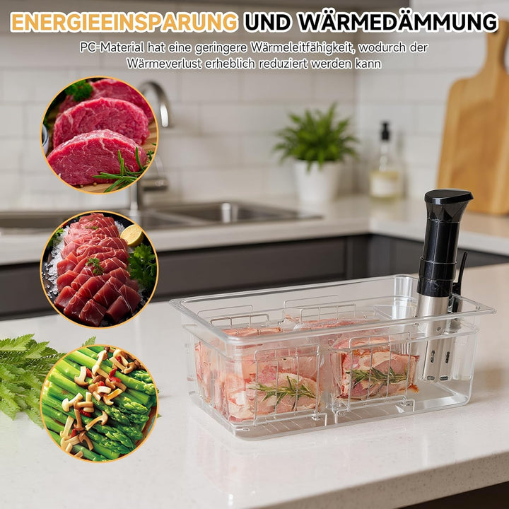 Sous Vide Garbehälter,Niedertemperatur-Slow Cooker mit Deckel, Fassungsvermögen 25 Liter mit Deckel