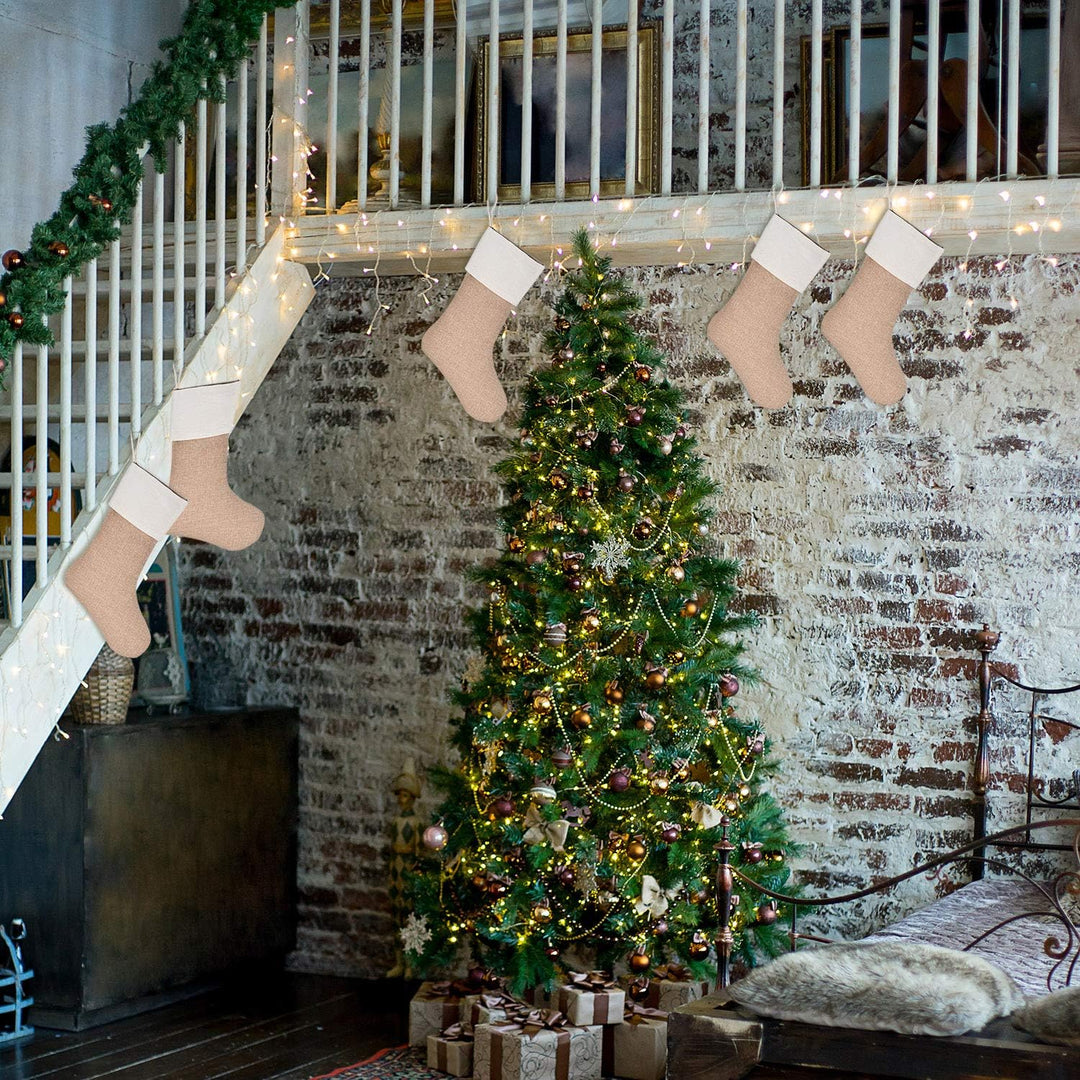 Sunshane Weihnachsstrumpf Sackleinen Kamin Weihnachtssocken zum Befüllen &amp; Aufhängen für Weihnachtsd