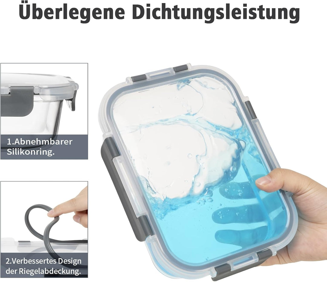GENICOOK 18 Stück Glasfrischhaltdosen mit Deckel,Luftdicht Glas Lebensmittelbehälter, Glas Aufbewahr