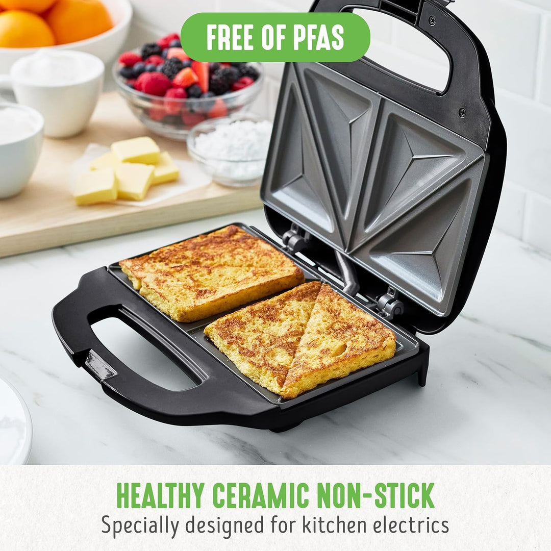 GreenChef Electric Sandwichmaker, PFAS-freie Gesunde Keramik-Antihaft, Panini, Sandwichtoasts, Grill