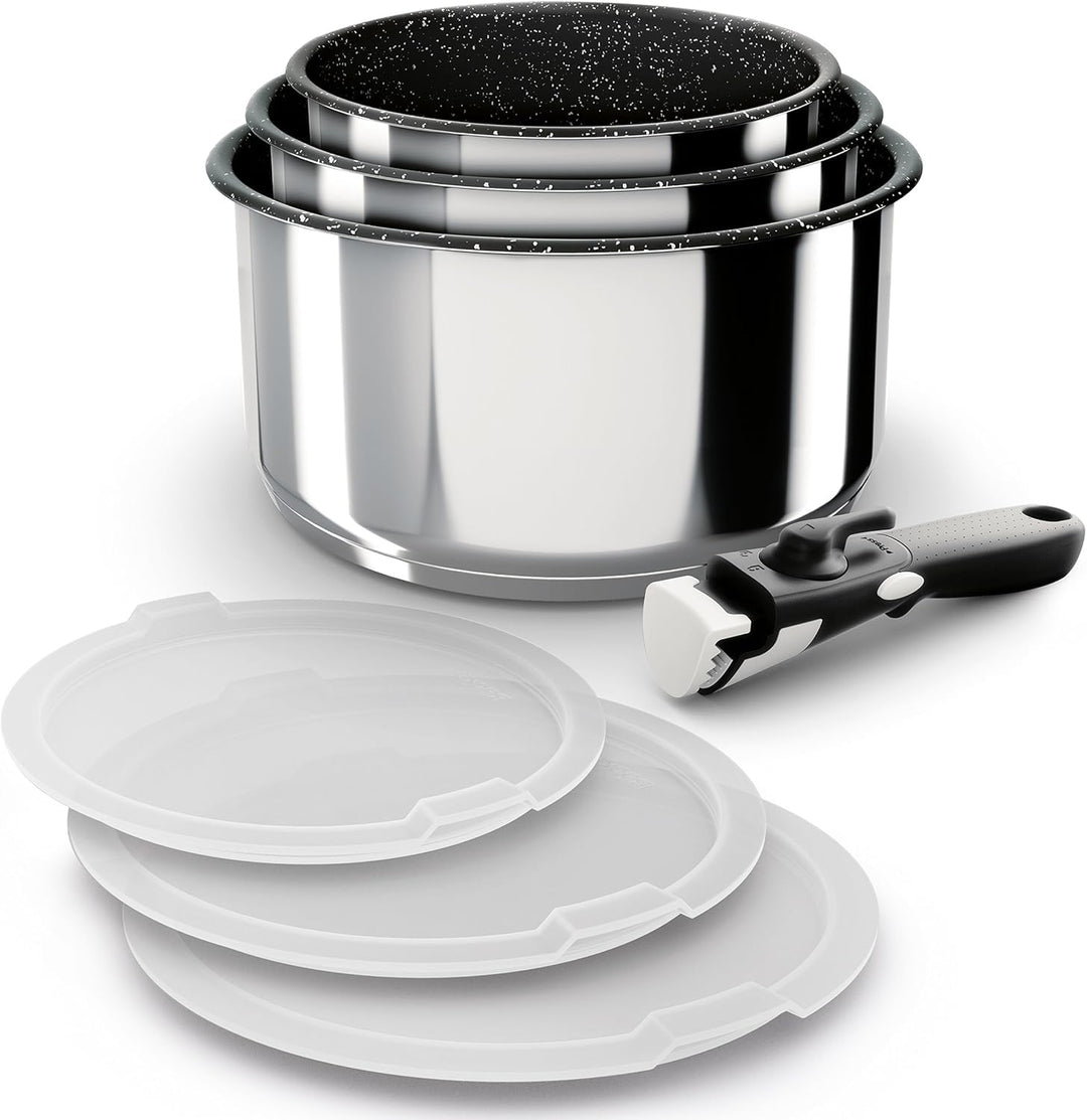 Backen 191107 Stieltopf-Set, Edelstahl, 7-teilig, für alle Herde, auch Induktionsherde