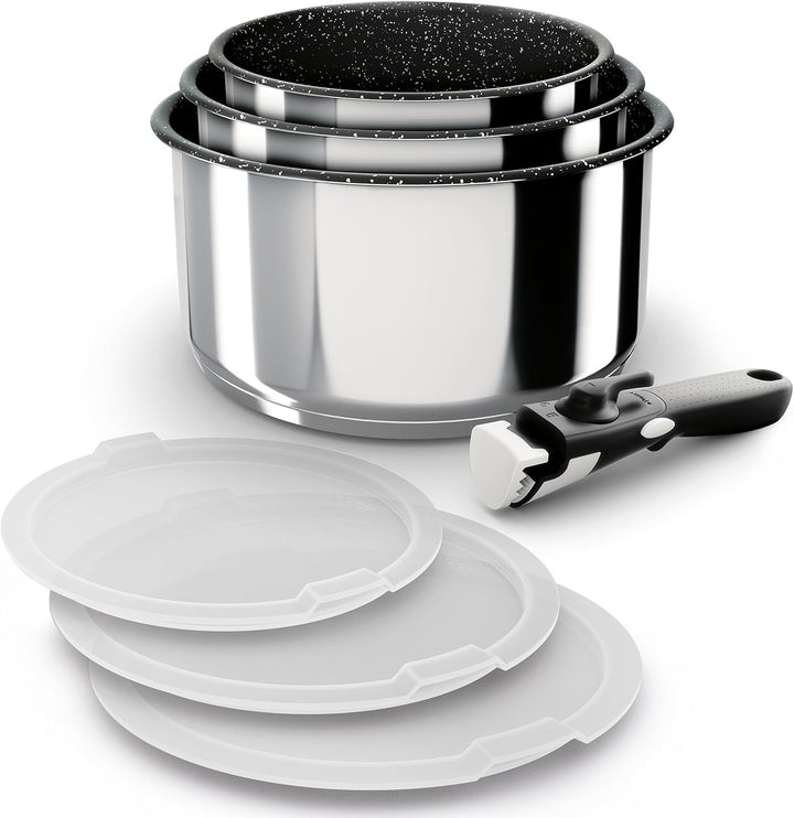 Backen 191107 Stieltopf-Set, Edelstahl, 7-teilig, für alle Herde, auch Induktionsherde