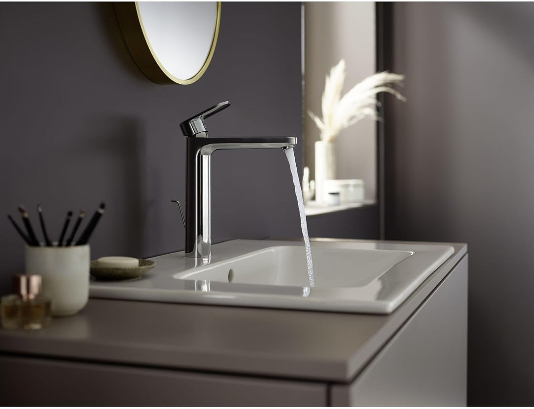hansgrohe Waschtischarmatur Vernis Blend, Wasserhahn Bad mit Auslauf Höhe 190 mm, mit Zugstange, Bad