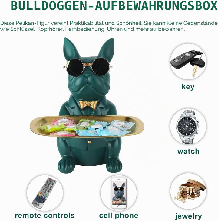 Deko Skulptur Bulldogge, Schlüsselschale Modern Schwarz, Schlüsselablage Flur, Deko Figuren Wohnzimm