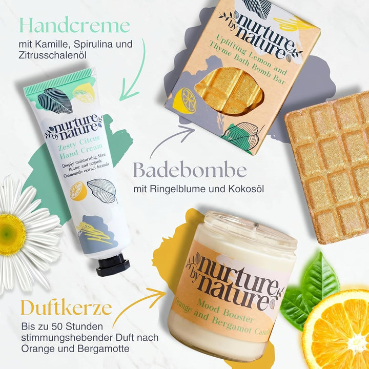 Nurture by Nature, Entspannung & Uplift, Verwöhnkörbe für Frauen, Spa-Badeset, Badesalz, Aromatherap
