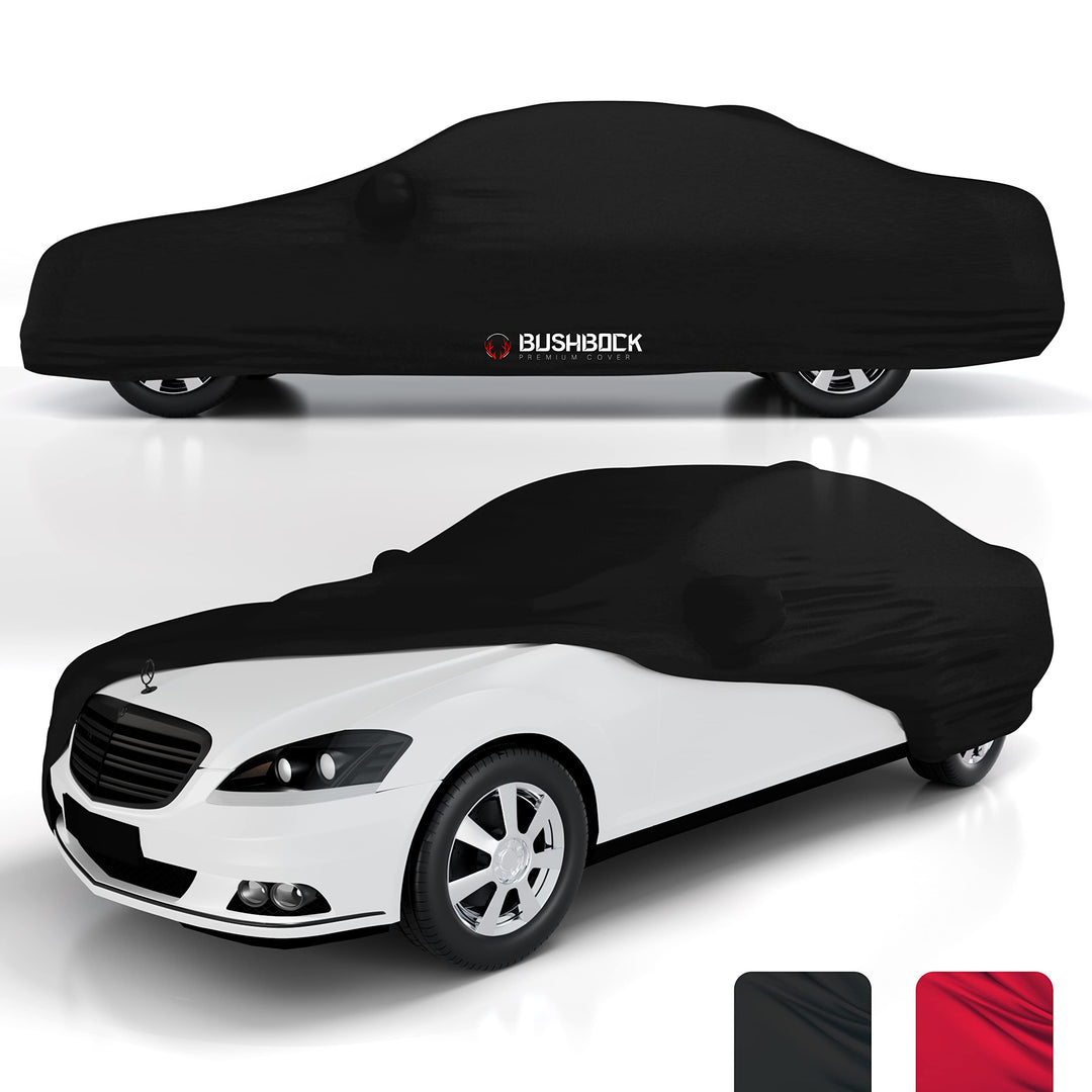BUSHBOCK® Premium Autoabdeckung Indoor - Satin Schutzhülle Stoff - Abdeckplane Autoplane Autogarage
