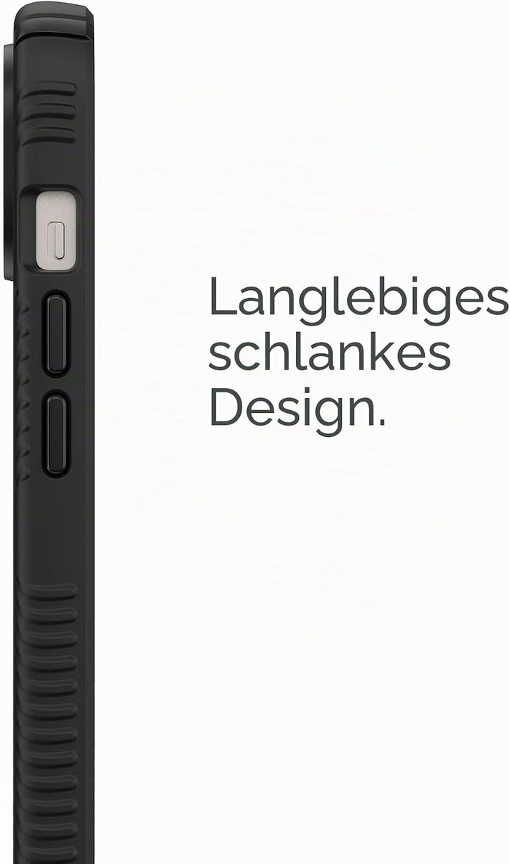 Speck Presidio2 Grip MagSafe - rutschfeste iPhone 14 Plus Hülle (Schwarz/Schwarz/Weiss)