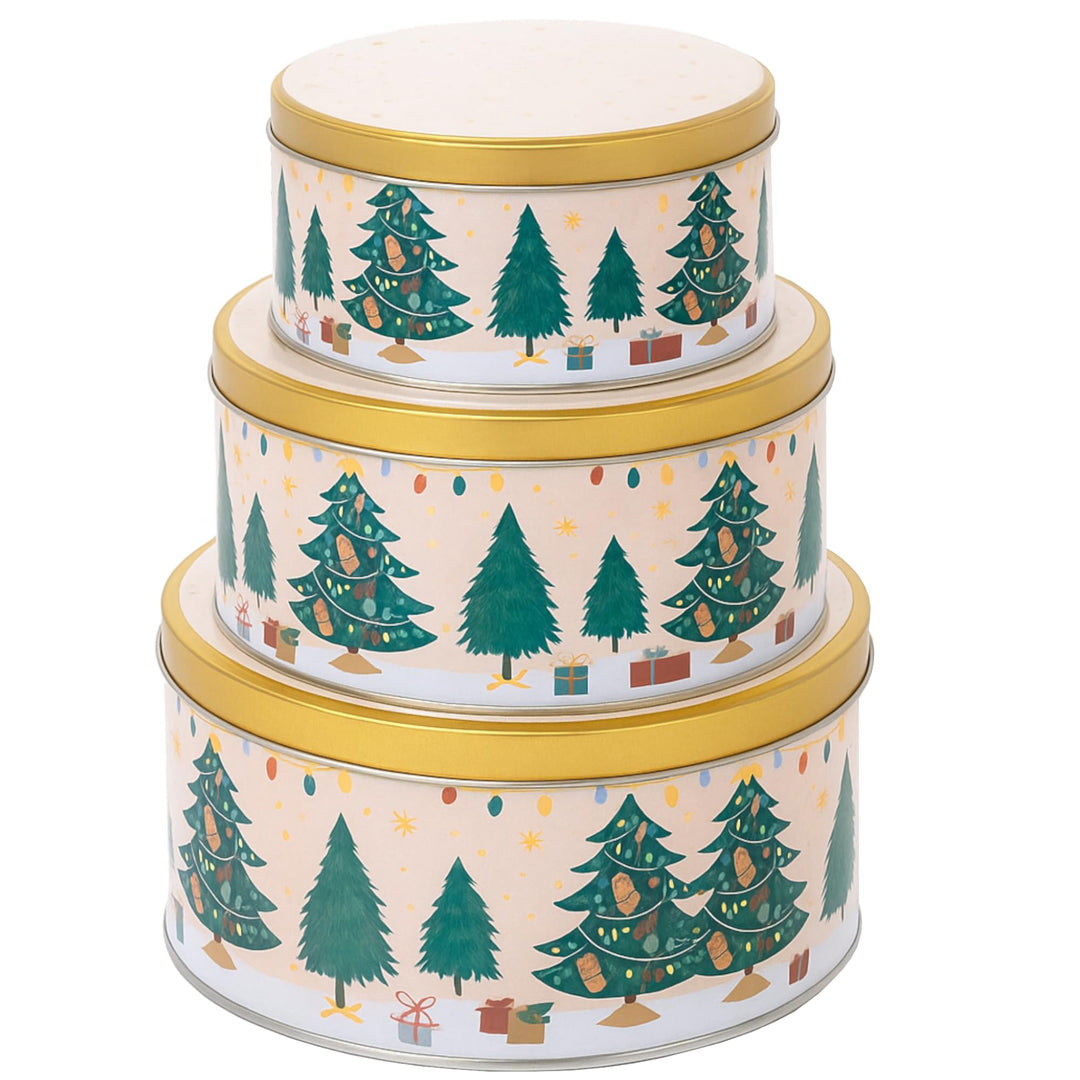 Moritz & Moritz Keksdose Metall Weihnachten, Keksdosen 3er Set Rund - Blechdose mit Deckel im festli