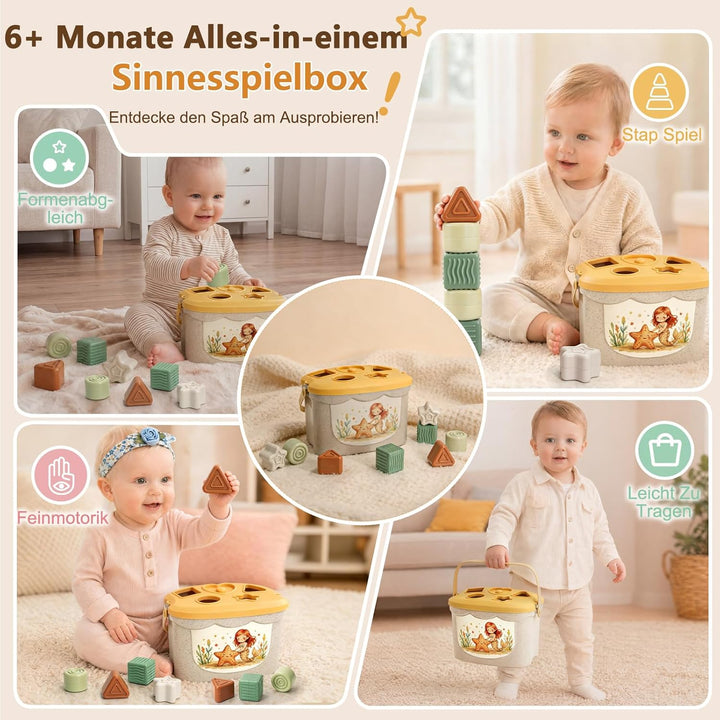 Anook Montessori Spielzeug ab 6 Monate, 5 in 1 Motorikspielzeug ab 6 9 12 Monate mit Babyspielzeug K