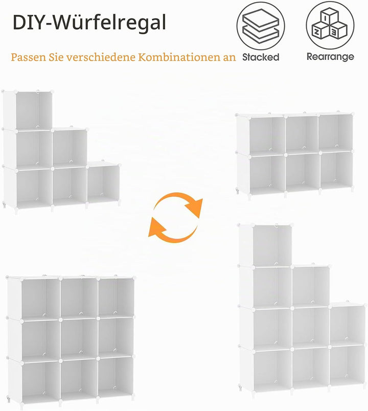 AWTATOS Würfel Aufbewahrungs Organizer, 6 Würfelregale mit Holzhammer, DIY Schrank, Modulares Lagerr