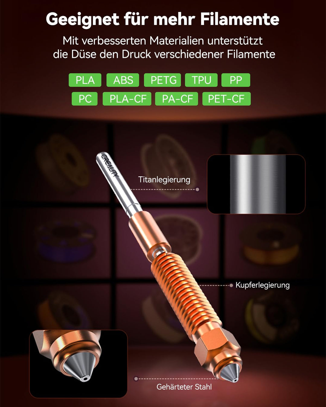 Creality Offizielle K1 SE Upgrade Keramik Heizblock Kit, Neue Version mit Schnallenanschluss, Unters
