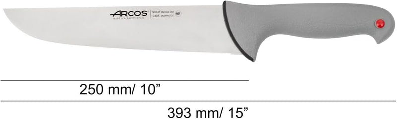 Arcos 240500 Serie Colour Proof - Metzgermesser - Klinge Nitrum Edelstahl 250 mm - HandGriff Polypro