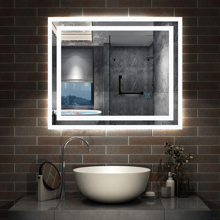 Aica Sanitär LED Spiegel klein 60×50cm Badspiegel mit Beleuchtung Lichtspiegel Badezimmerspiegel Dek