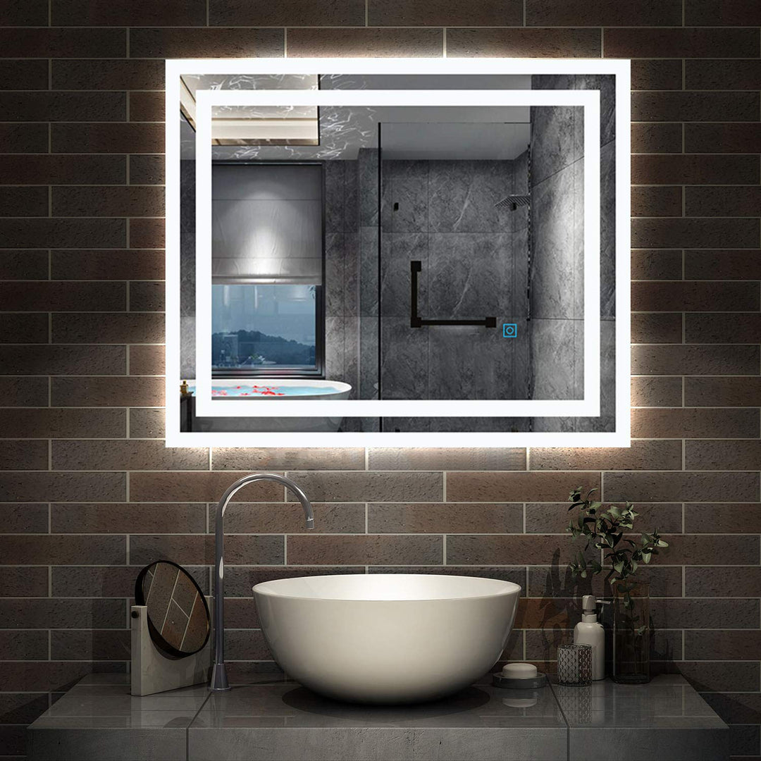 Aica Sanitär LED Spiegel klein 60×50cm Badspiegel mit Beleuchtung Lichtspiegel Badezimmerspiegel Wan
