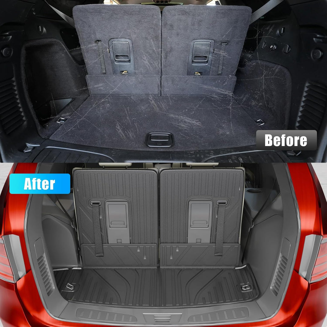 Fussmatten kompatibel mit Dodge Durango 7-Sitzer Kofferraummatte 2016–2024, Allwetter-Rücksitzbezug,