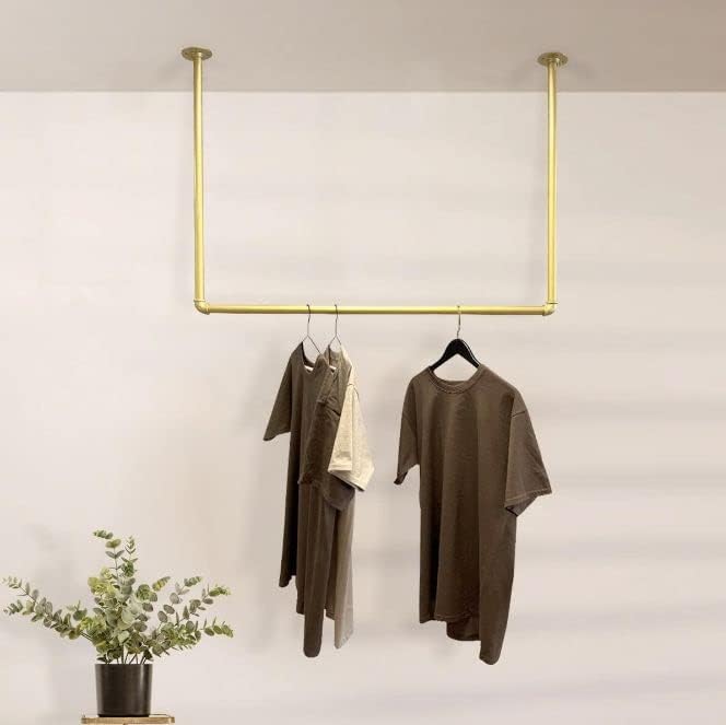 Kleiderstange Garderobe Industrie Design für Decke Gold | Breite 100 cm x Höhe 100 cm | Garderobenst