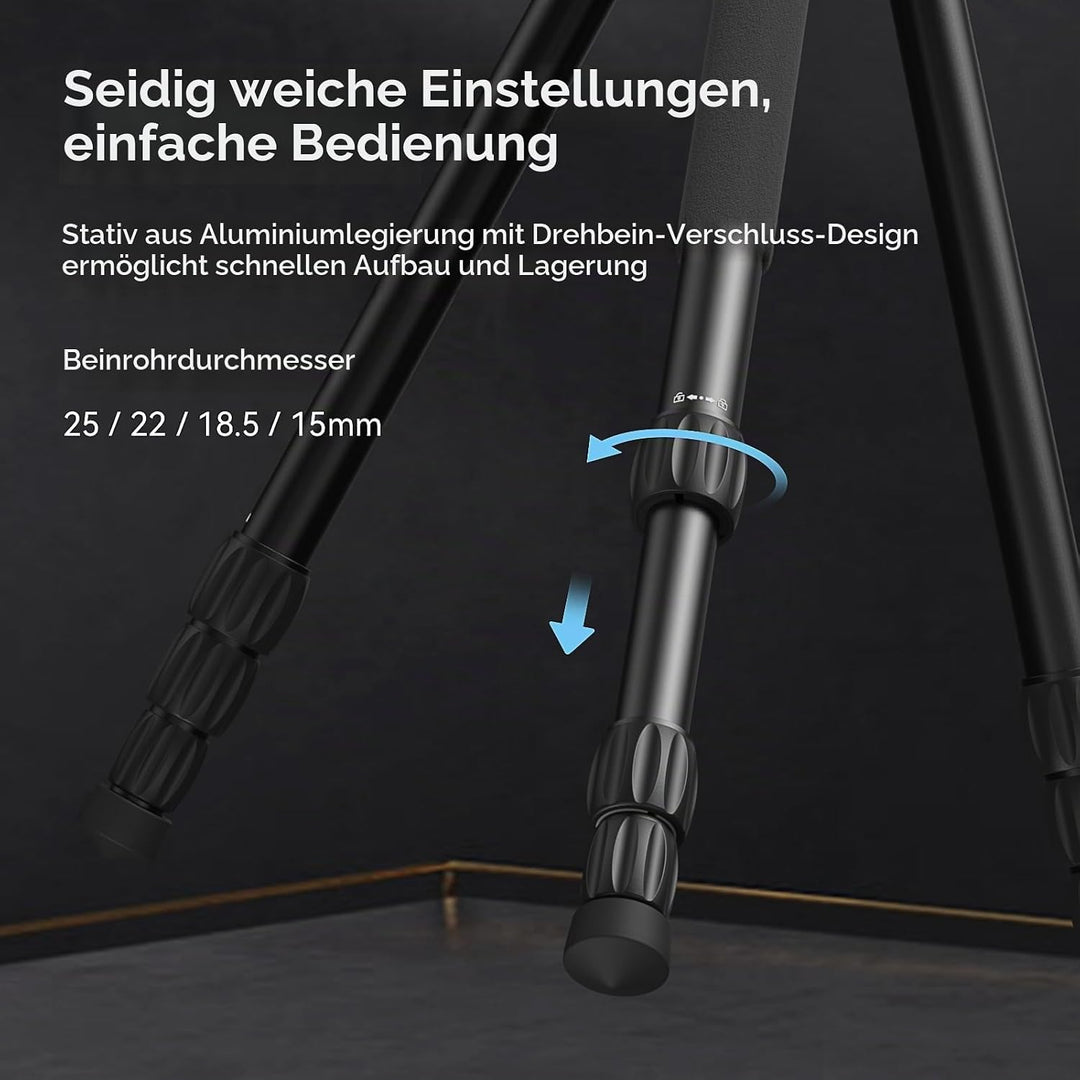 SMALLRIG 72 Zoll Videostativ, Fluidkopf mit Nivellierbasis, Einbeinstativ professionelles Videostati