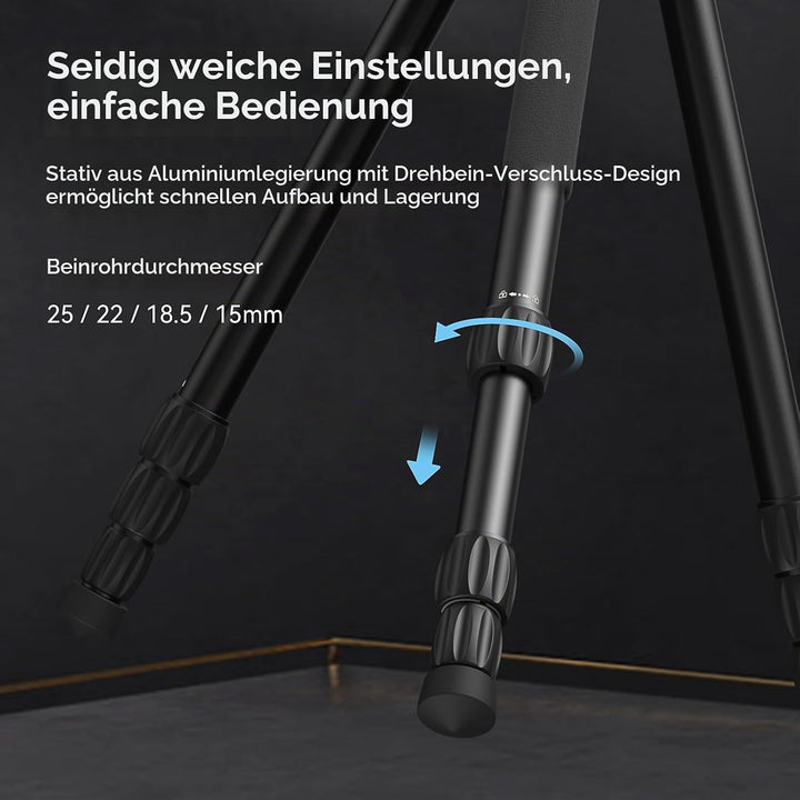 SMALLRIG 72 Zoll Videostativ, Fluidkopf mit Nivellierbasis, Einbeinstativ professionelles Videostati