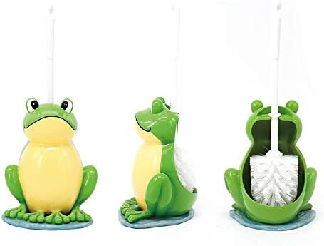 JIUJ Kompakte Toilettenbürste Badezimmer Neuheit Toilettenbürstenhalter Cartoon Frosch Harz WC Schru