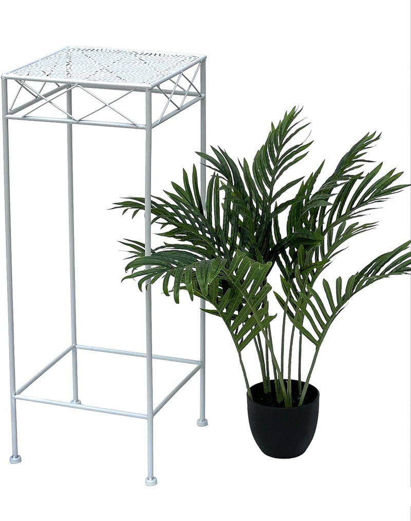 DanDiBo Blumenhocker Weiss Metall Eckig 70-50 cm Blumenständer 96314 Beistelltisch Blumensäule Moder