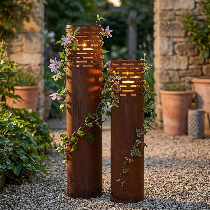 Windlicht Rost-Säule, im 2er Set