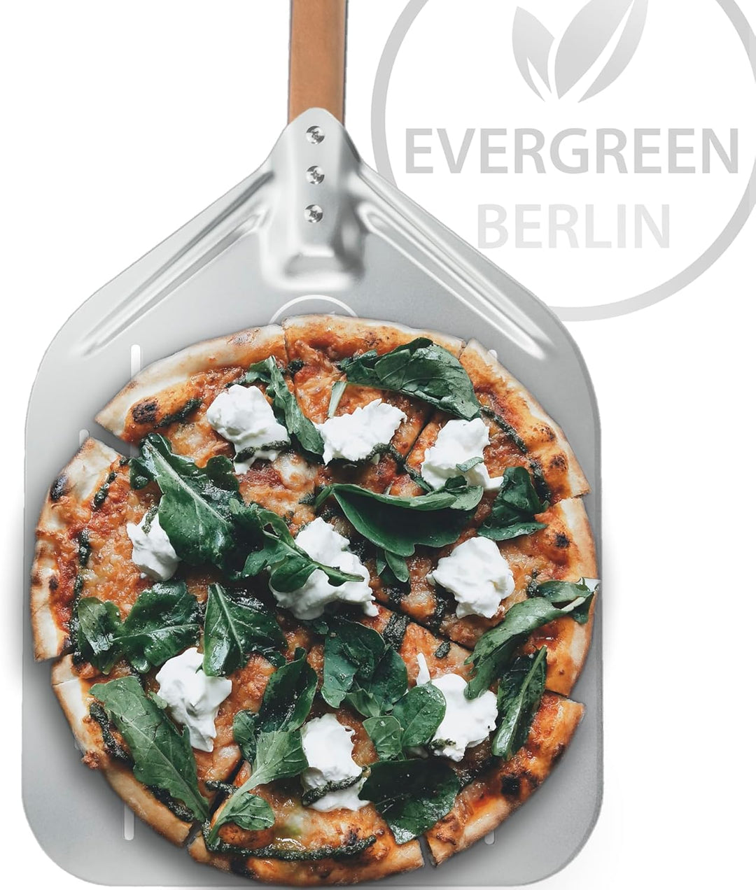 EVERGREEN BERLIN | DAS ORIGINAL - Pizzaschieber Perforiert - Pizzaschaufel gelocht aus Aluminium und