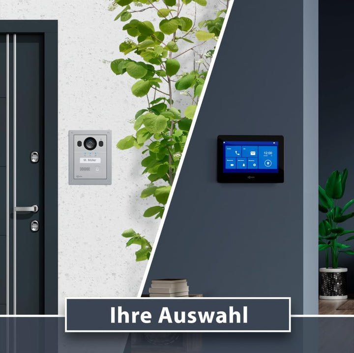 GOLIATH Basic Video Türsprechanlage, 2 Draht Bus, 7" Monitor, Unterputz Türklingel mit Kamera, Gegen