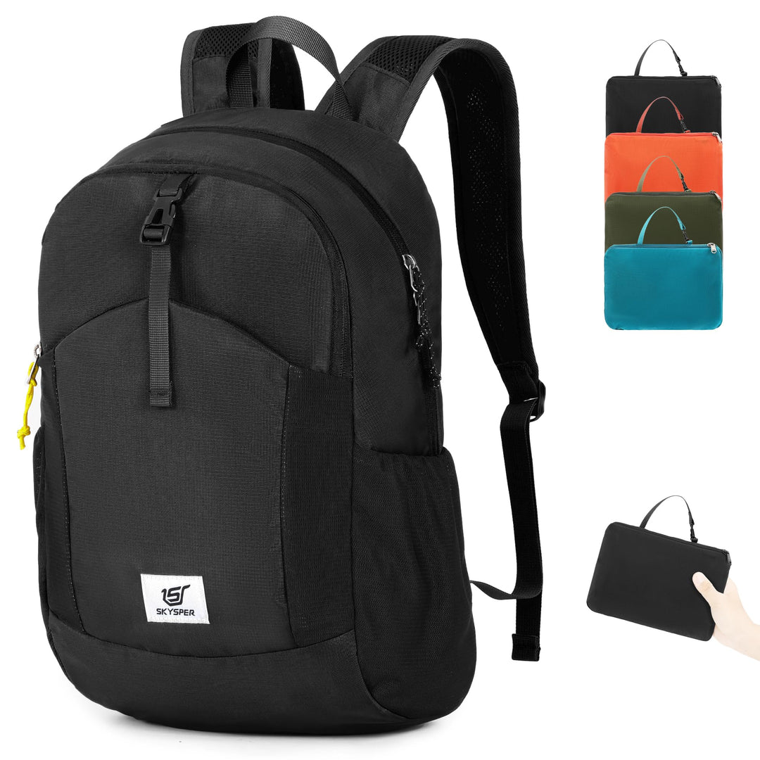 SKYSPER Faltbarer Rucksack RFID-Schutz, 20L kleiner Rucksack Wanderrucksack Damen Herren Tagesrucksa