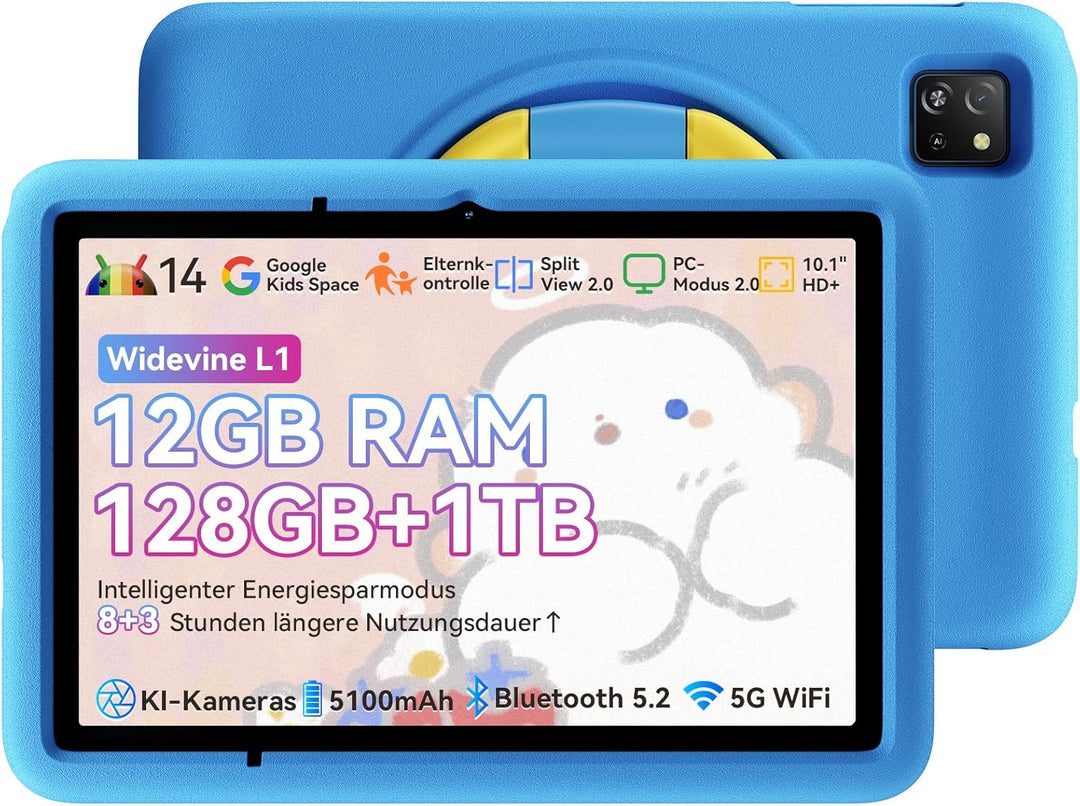 Blackview TabA6Kids Kinder Tablet Android 14 ,12GB RAM+128GB ROM(1TB TF) Octa Core Tablet für Kinder
