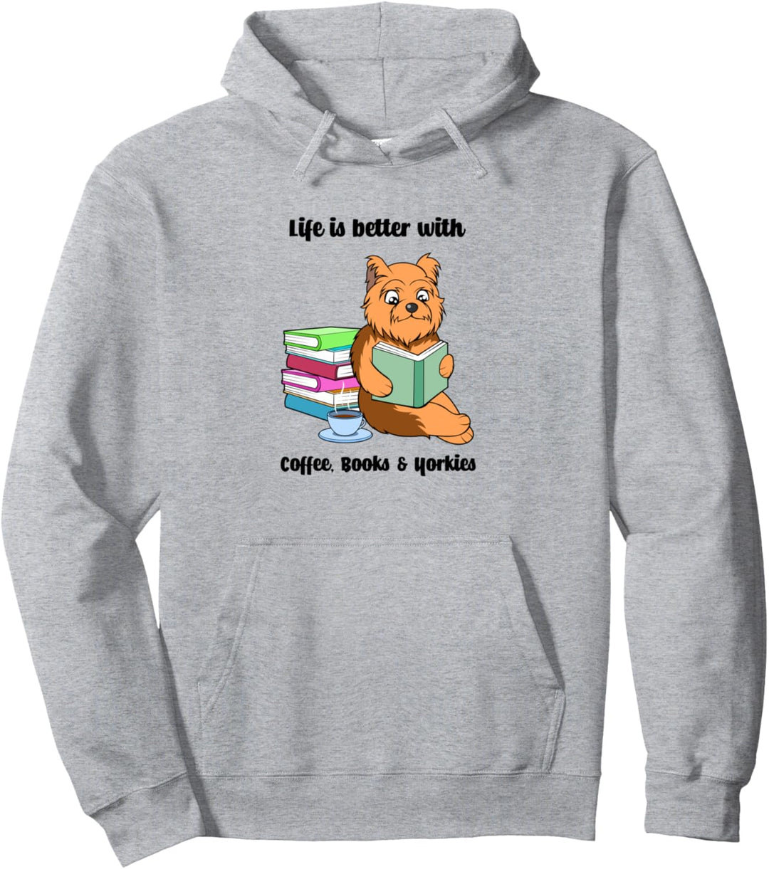 Yorkie Bücher und Kaffee Lustige Hundehalter Zitat Pullover Hoodie