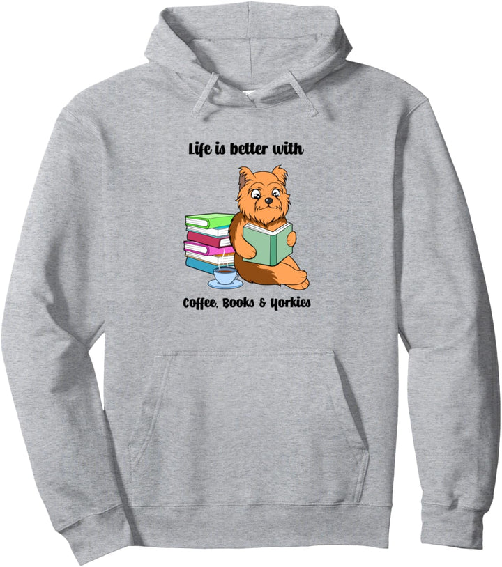 Yorkie Bücher und Kaffee Lustige Hundehalter Zitat Pullover Hoodie