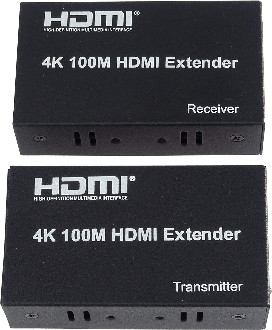 PremiumCord 4K HDMI Extender auf 100m über EIN Cat5e/Cat6 Kabel, Metallgehäuse, LED Status, Kompatib
