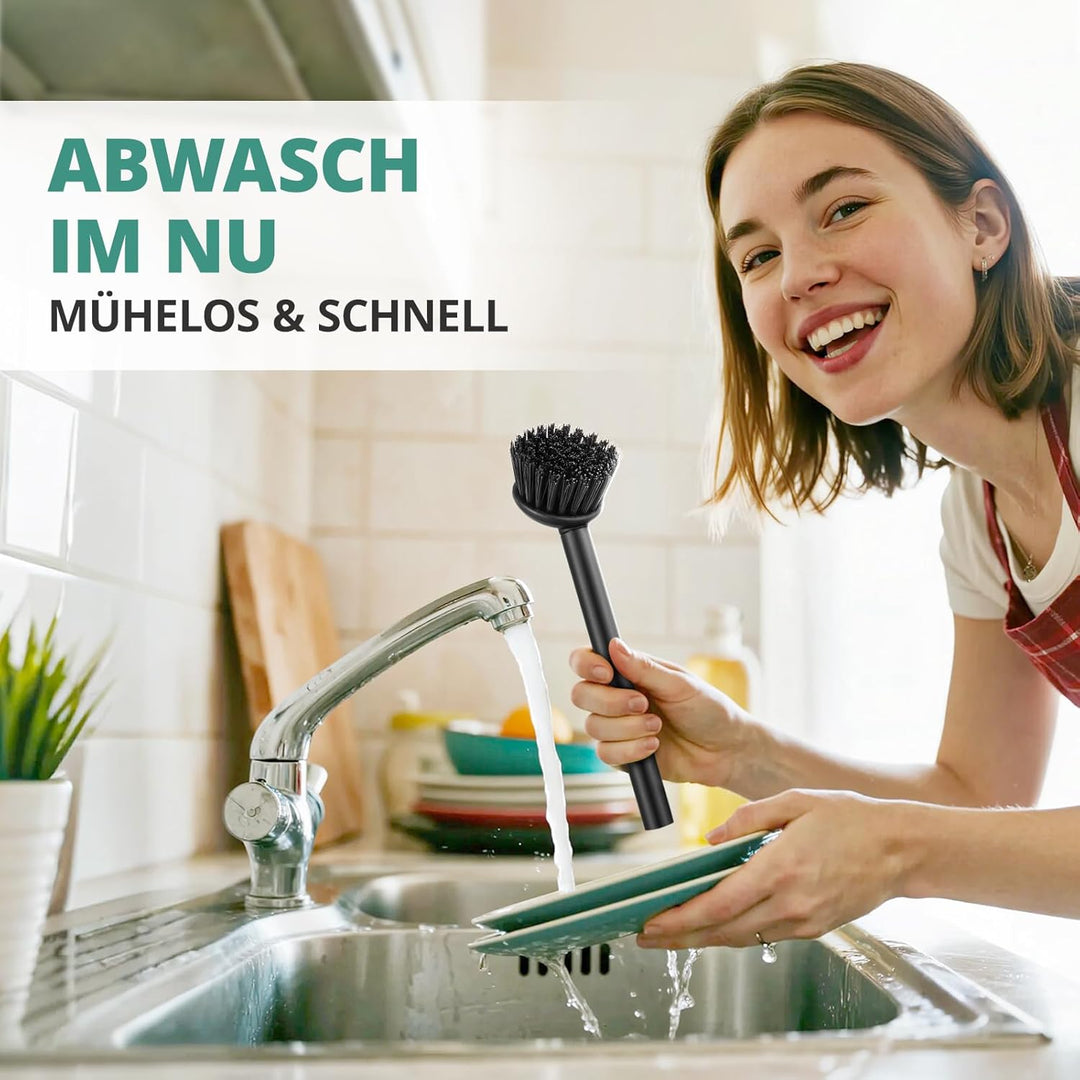 Spülbürste 3er Pack schwarz I Langer Griff I Modernes Design, minimalistisch I Küchenbürste handlich