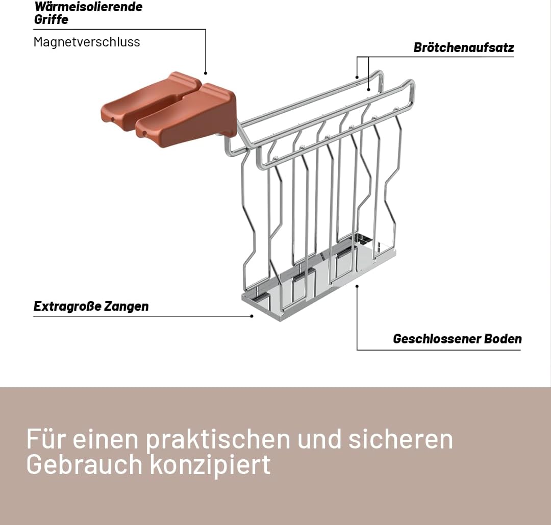 Imetec Grantoast - 2-Scheiben-XL-Toaster mit Schiebeklemmen für gefüllten Toast - 7 Bräunungsstufen,
