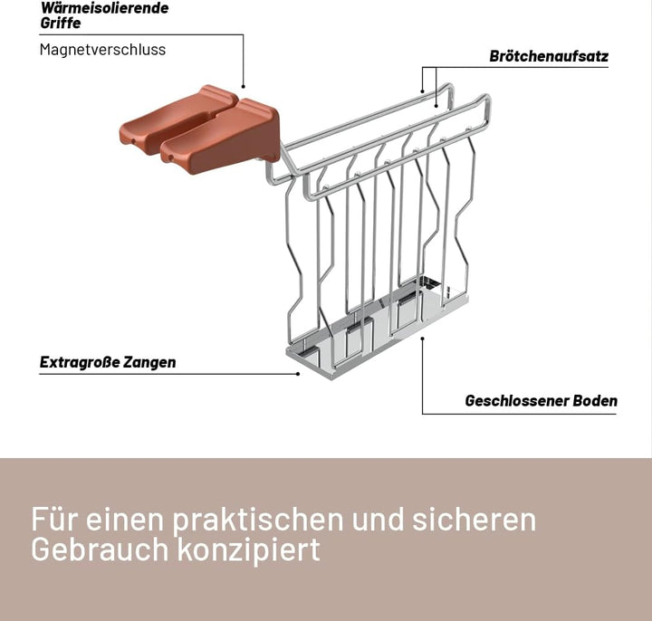 Imetec Grantoast - 2-Scheiben-XL-Toaster mit Schiebeklemmen für gefüllten Toast - 7 Bräunungsstufen,