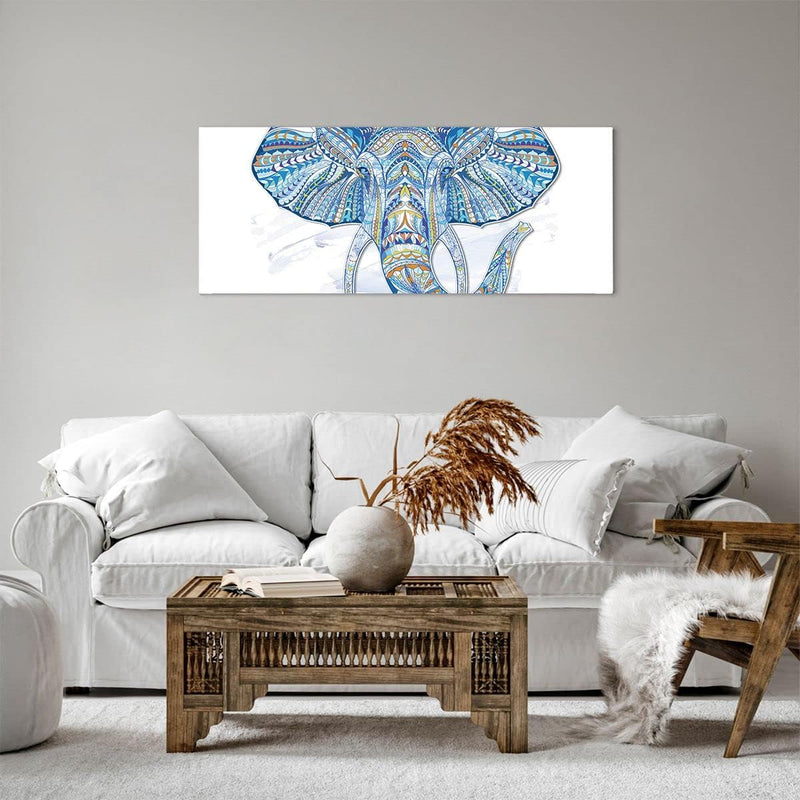 Panorama Bilder auf Leinwand 100x40cm Leinwandbild Elefant Muster Tierwelt Afrika Gross Wanddeko Bil