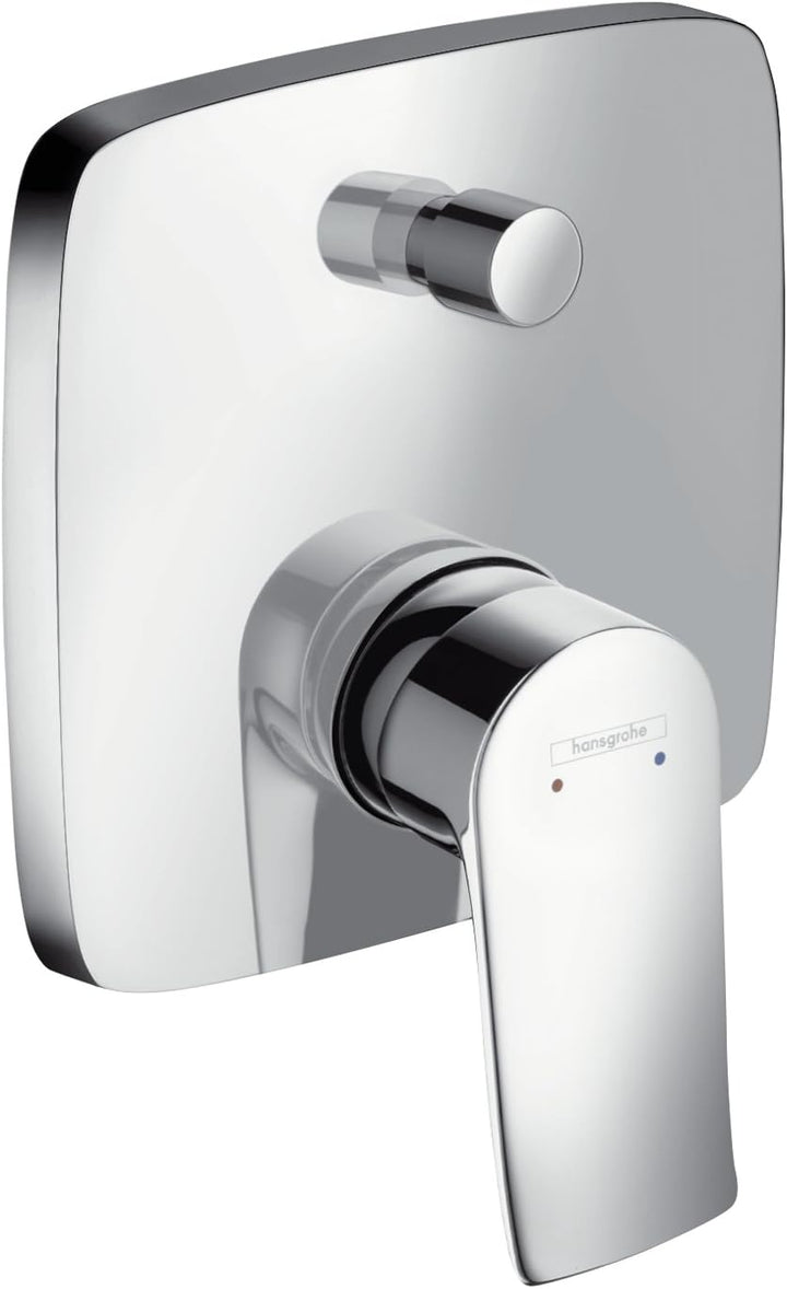 hansgrohe Metris Unterputz Wannenarmatur, für 2 Funktionen, Chrom eckig Wanne mit integrierter Siche