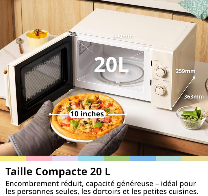 COMFEE CMO-M202NC(CM) Mikrowelle, Vintage, Retro, elegant, mit 5 Leistungsstufen, 700 W, 20 l, Timer