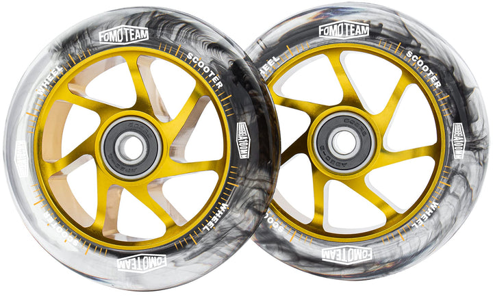 fomo team Scooter Ersatzräder scooter Rollen Räder 100mm24mm Aquarelleffekt EIN Paar mit ABEC-9 Kuge