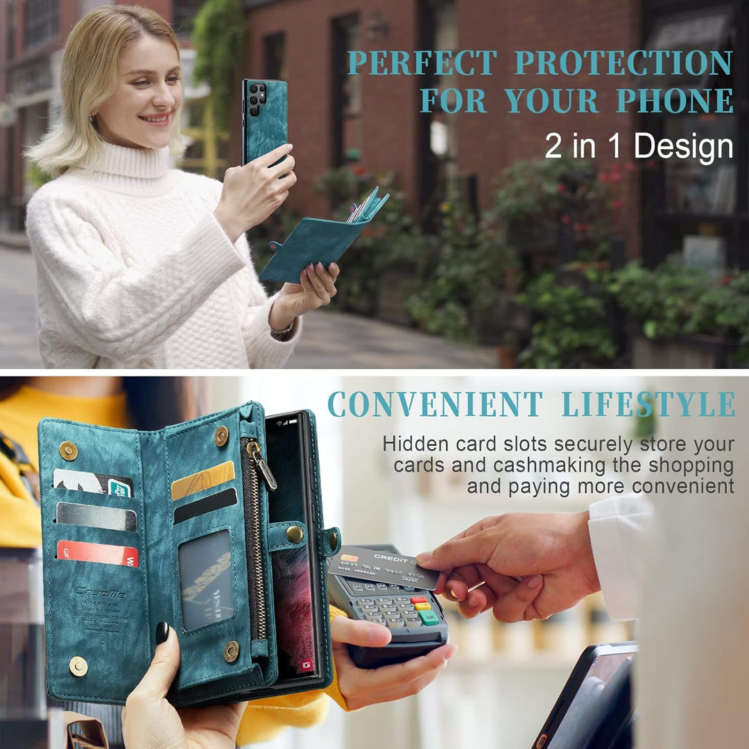 UFinetech Samsung S22 Ultra Hülle, Stossfest Kartenfach Tasche Samsung Galaxy S22 Ultra 5G Handyhüll