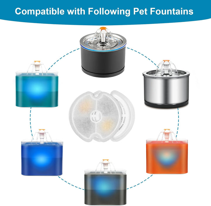 12 Stück Filter Katzenbrunnen für 2L LED Katzenbrunnen und 2.5L Trinkbrunnen für Katze, Ersatzfilter