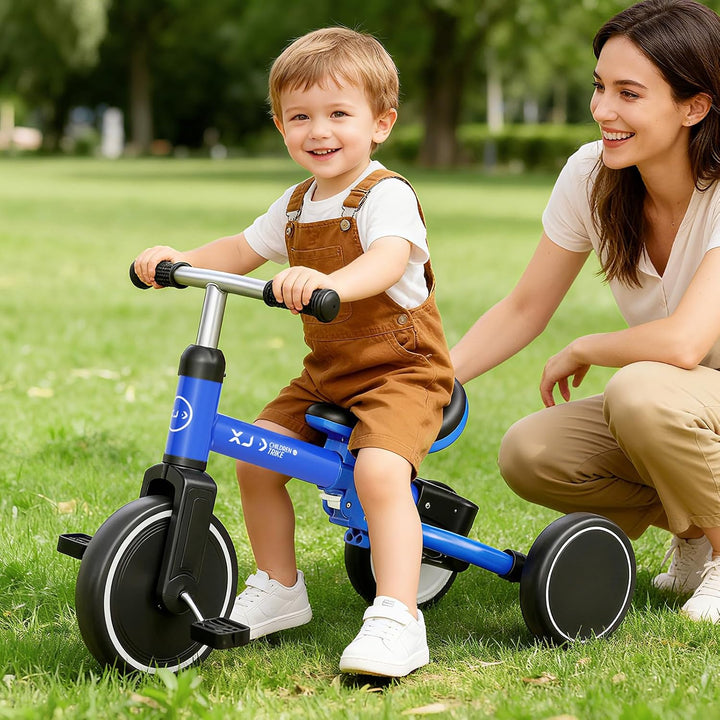 XJD Kleinkind Dreirad ab 1 2 3 Jahr, 5-in-1-Kleinkindfahrrad mit verstellbarem Schiebegriff, Laufrad
