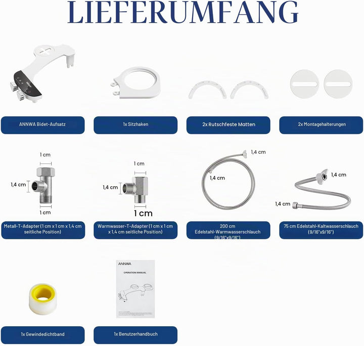 Bidet Aufsatz für Toilette, Cold/Heiss Water Bidet Dusch-WC,mit Einziehbare selbstreinigende Doppeld