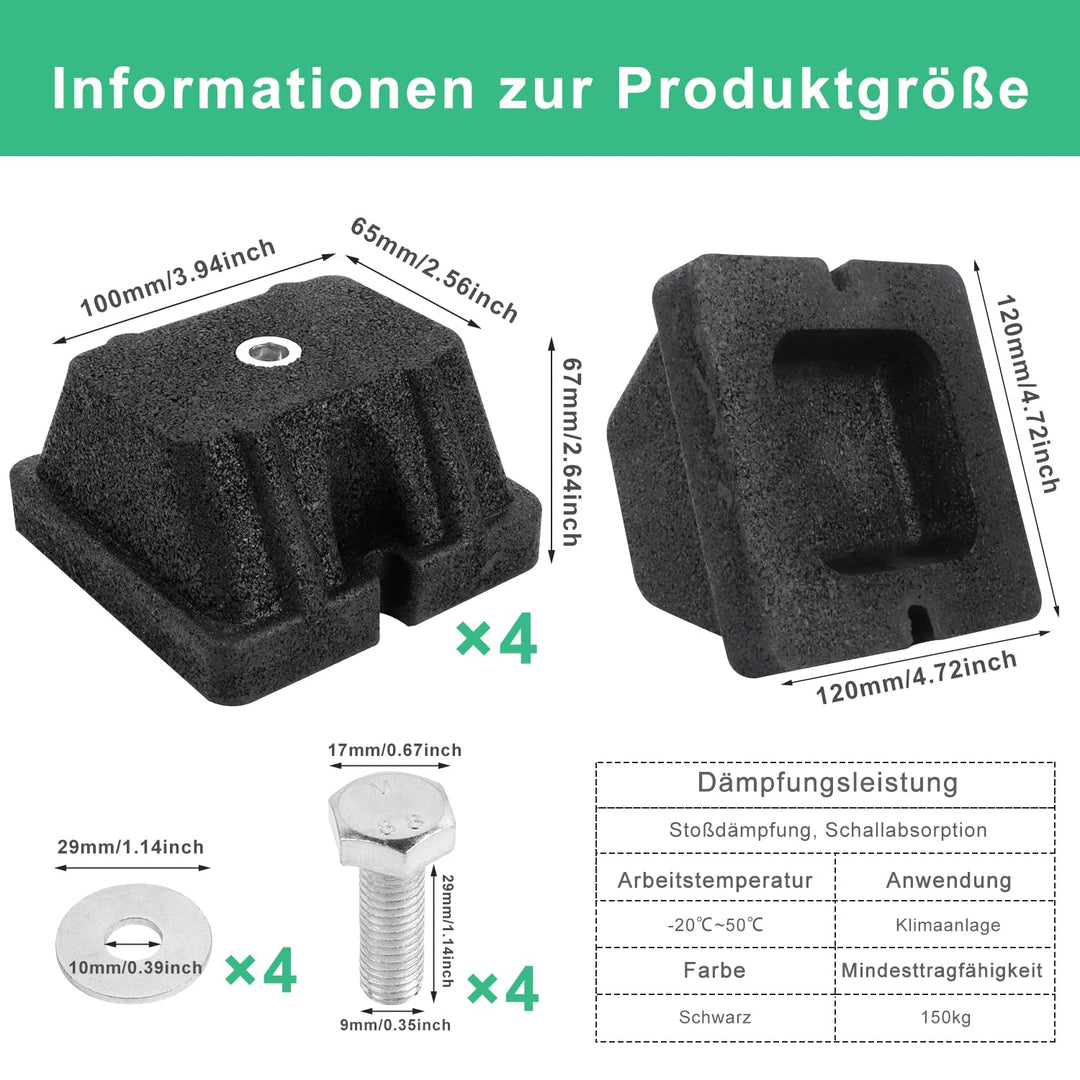 Dämpfungssockel Klimaanlage Bodenkonsole Wärmepumpe Antivibrationsfüsse 4Stk