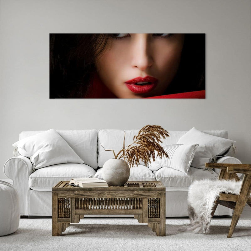 Wandbilder Dekoration Wohnzimmer Schönheit brünette eleganc mädchen Bilder auf Leinwand 120x50cm Lei