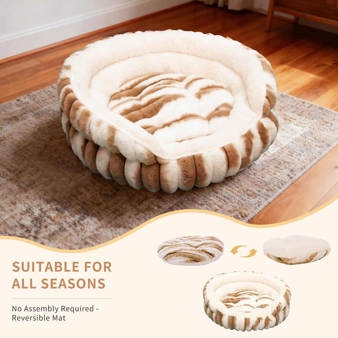 Katzenbetten für Hauskatzen, Kätzchenbett, Donut-waschbar, beruhigend, flauschig, mit Rutschfester U