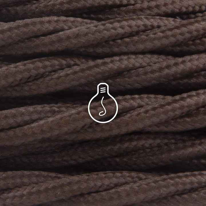 Amarcords - Textilkabel für Lampen BRAUN, geflochten, Seide, 5 Meter, mit Erdung 3x0,75 - Stoffkabel