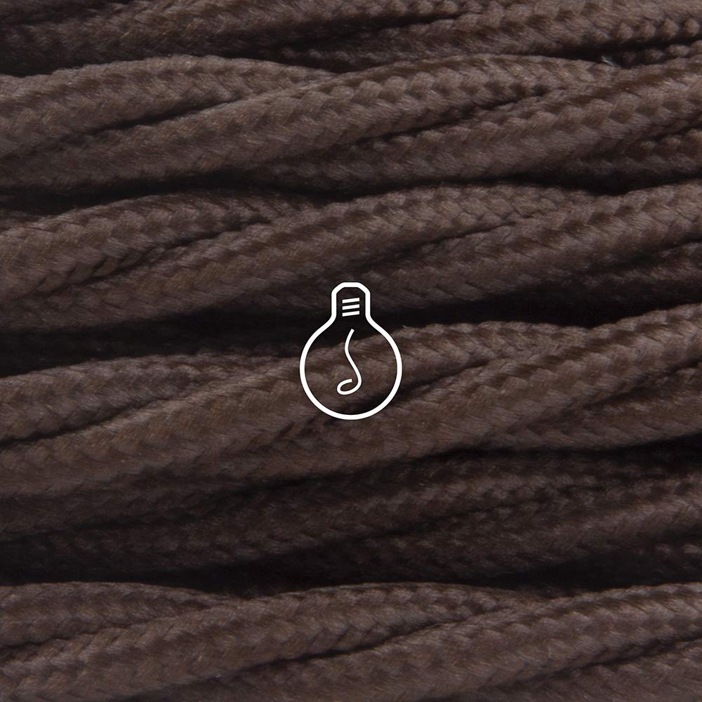 Amarcords - Textilkabel für Lampen BRAUN, geflochten, Seide, 5 Meter, mit 2 Leiter 2x0,75 - Stoffkab